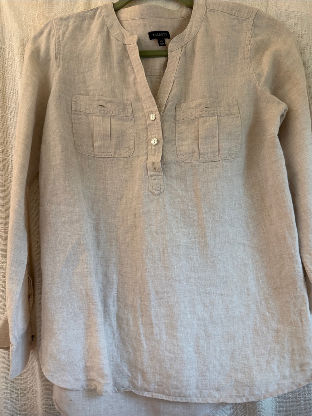 Talbots Cream Linen Henley Tunic